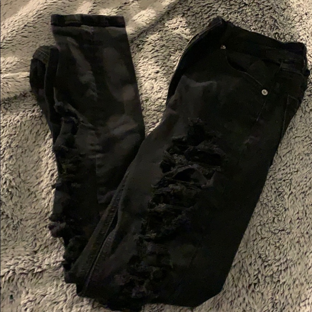 Forever 21 Ripped Black Jeans